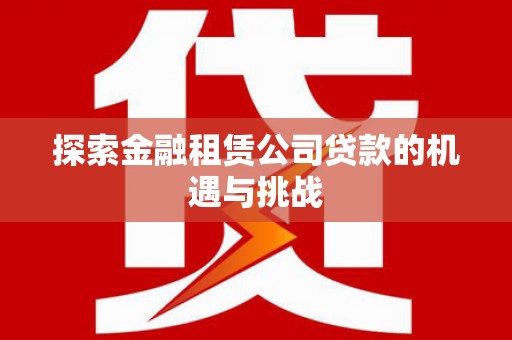 芬园探索金融租赁公司贷款的机遇与挑战