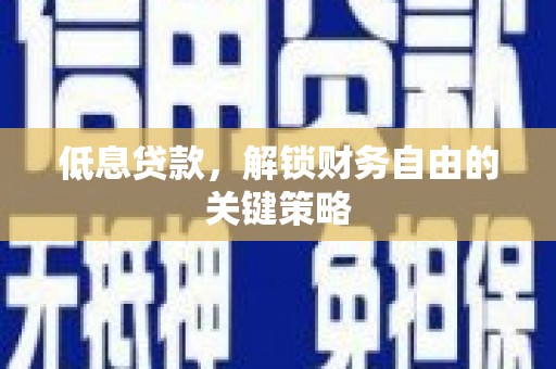 芬园低息贷款，解锁财务自由的关键策略