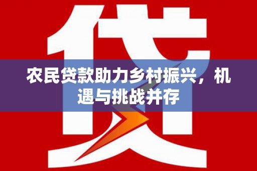 芬园农民贷款助力乡村振兴，机遇与挑战并存