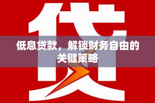 芬园低息贷款，解锁财务自由的关键策略