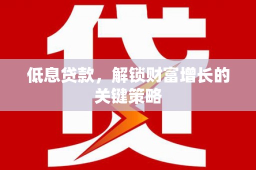 芬园低息贷款，解锁财富增长的关键策略