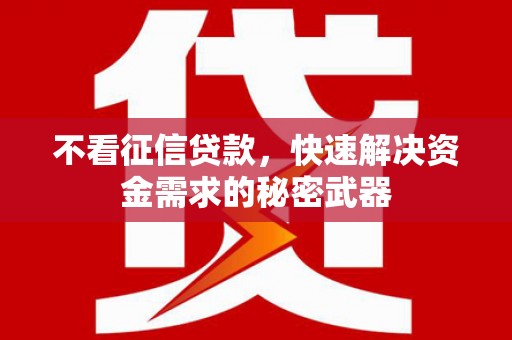 芬园不看征信贷款，快速解决资金需求的秘密武器