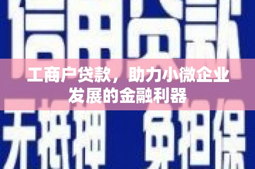 芬园工商户贷款，助力小微企业发展的金融利器