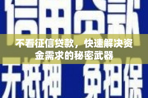 芬园不看征信贷款，快速解决资金需求的秘密武器